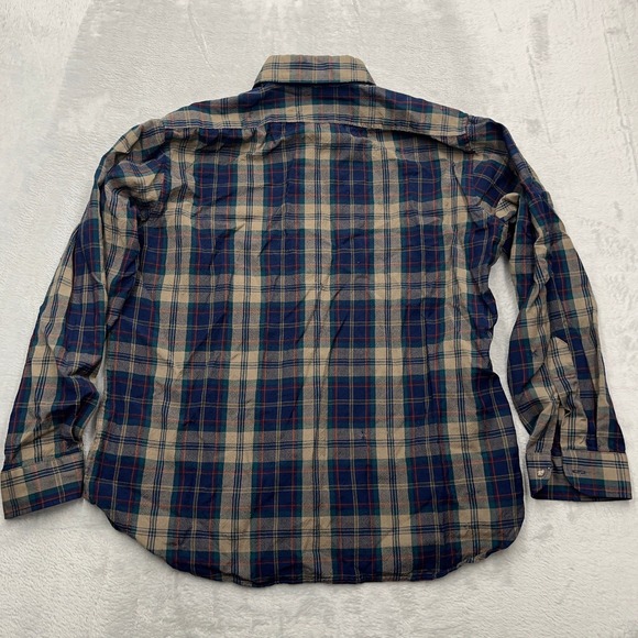 Vintage Pendleton Plaid Flannel Shirt Mens XL Blue Green 100% Wool Made USA - Picture 10 of 12
